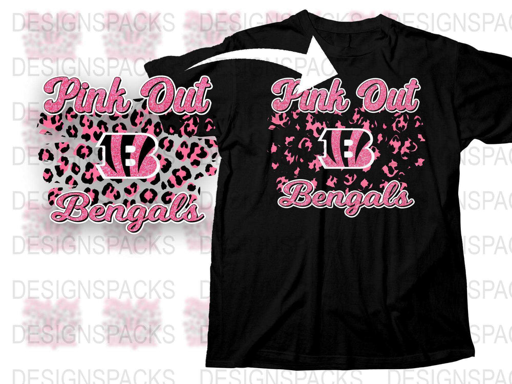 Pink Out Bengals T-Shirt, Black and Pink Animal Print, Women's Sports Team Fan Apparel