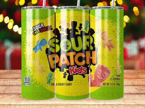 Sour Patch Kids candy bag with nutritional information and text 