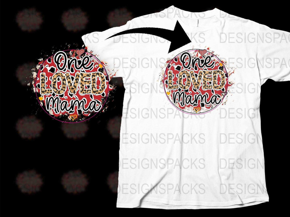 One Loved Mama T-Shirt, Floral Pattern, Red and White, Mother's Day Gift, Casual Women's Wear, Graphic Tee Design