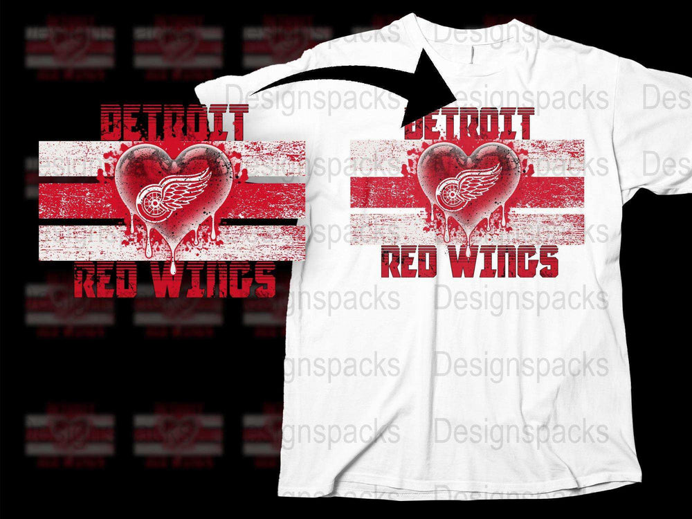 Detroit Red Wings Heartbeat T-Shirt, Sports Fan Gift, Hockey Love Tee, Graphic White Shirt