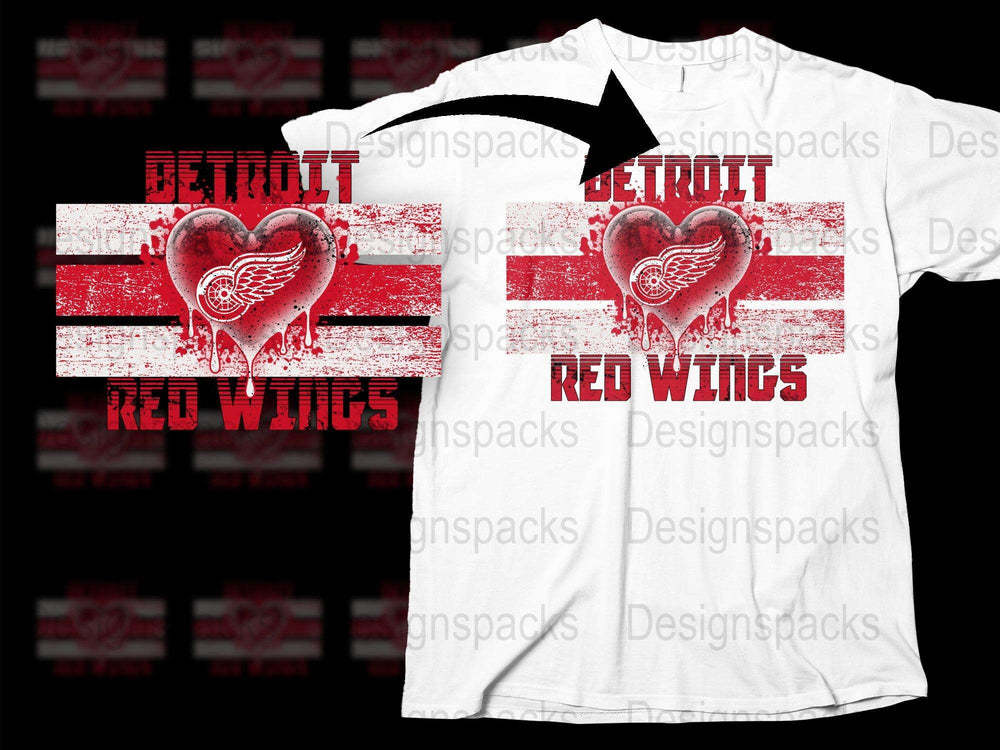 Detroit Red Wings Heartbeat T-Shirt, Sports Fan Gift, Hockey Love Tee, Graphic White Shirt