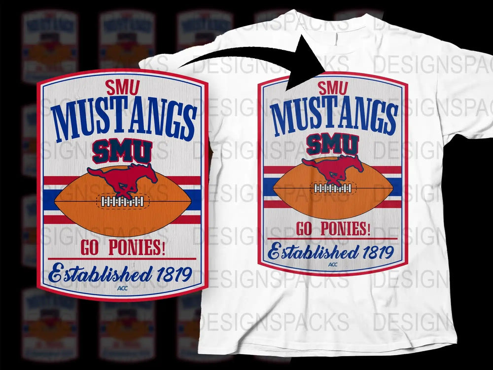 SMU Mustangs T-Shirt, Vintage College Football Tee, Go Ponies, Established 1879, Unisex Graphic Shirt