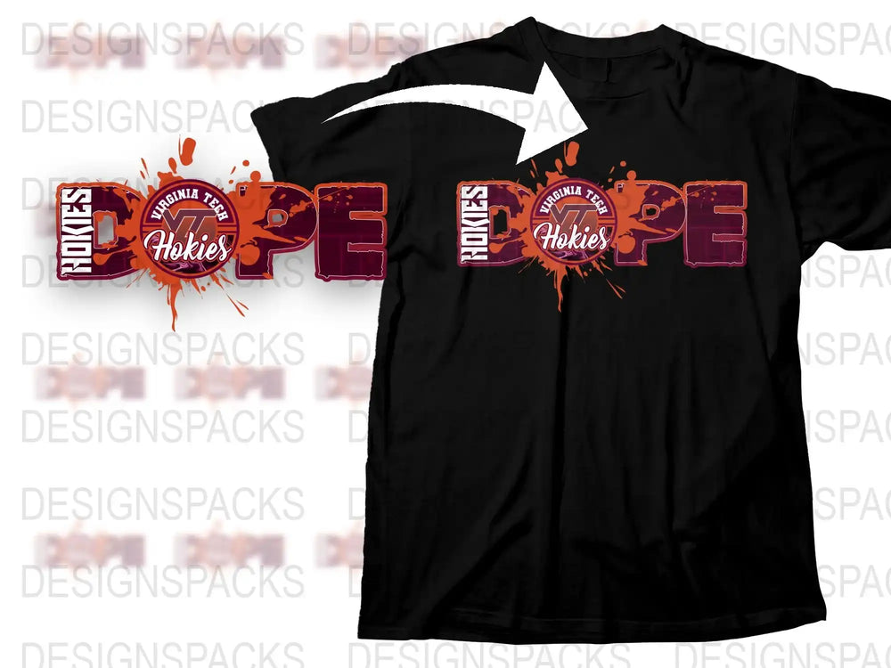 Virginia Tech Hokies T-Shirt, College Football Fan Gear, Maroon Orange Graphic Tee