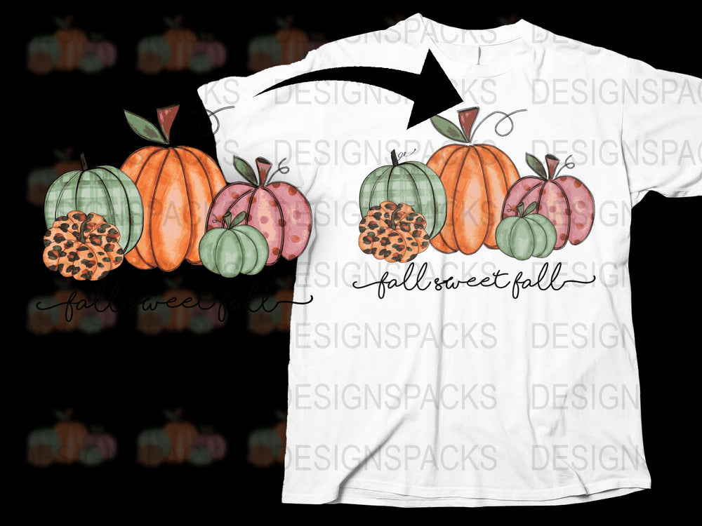 Fall Sweet Fall T-Shirt, Autumn Pumpkin Graphic Tee, Thanksgiving Casual Wear, Unisex Adult Clothing
