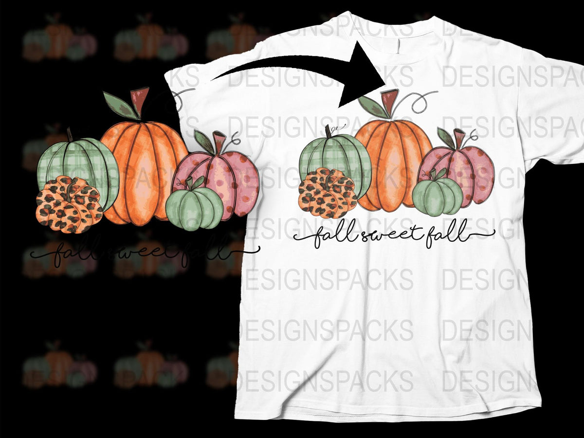 Fall Sweet Fall T-Shirt, Autumn Pumpkin Graphic Tee, Thanksgiving Casual Wear, Unisex Adult Clothing