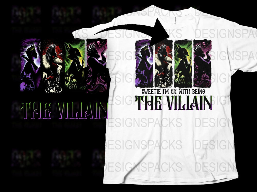Gothic Villain Graphic Tee, Cool Fantasy Design, Purple Black T-Shirt, Unique Statement Fashion