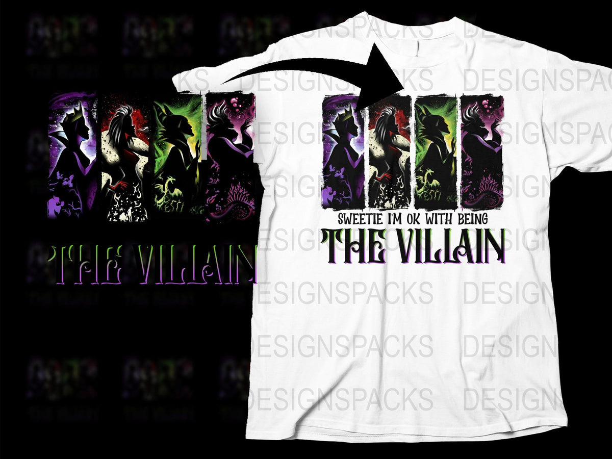 Gothic Villain Graphic Tee, Cool Fantasy Design, Purple Black T-Shirt, Unique Statement Fashion