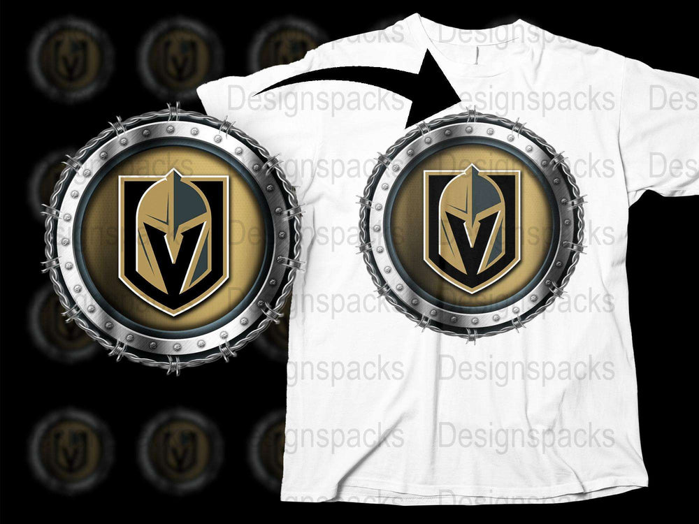 Vegas Golden Knights Inspired T-Shirt, Black and Gold Logo, Sports Fan Apparel, Unisex Casual Wear