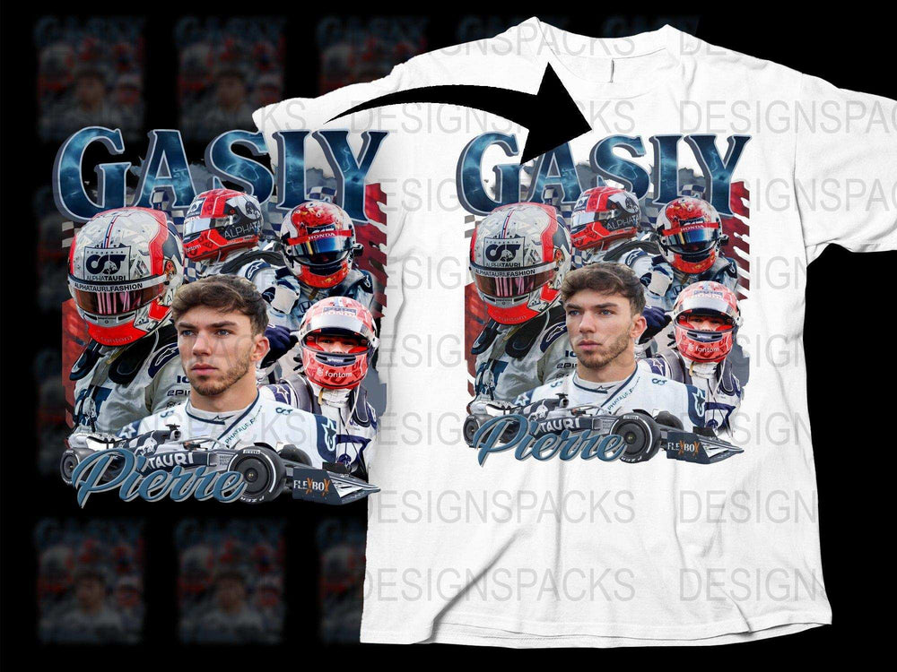 Pierre Gasly F1 Racing Graphic T-Shirt, Motorsport Fan Gear, High-Detail Print, Collector's Item, Unique Sports Apparel