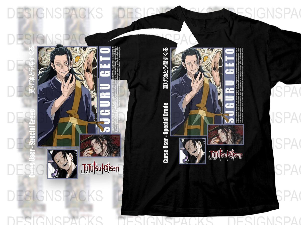 Jujutsu Kaisen T-Shirt, Suguru Geto Graphic Tee, Anime Apparel, Unisex Black Cotton Shirt, Fan Merchandise, Manga Series Inspired Clothing.