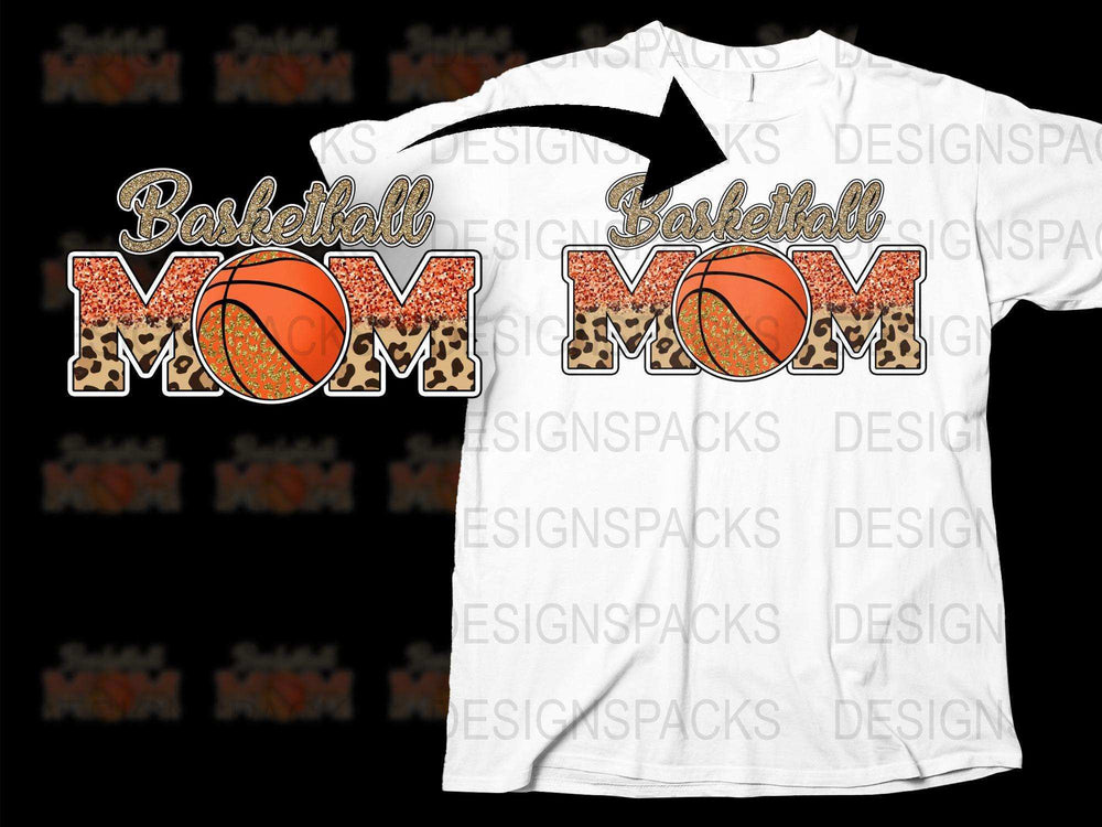 Basketball Mom T-Shirt Leopard Print Sports Mom Graphic Tee Gift for Her Mother's Day Present Comfortable Casual Wear