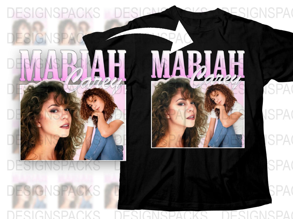 Mariah Carey Vintage T-Shirt, Retro 90s Pop Music Icon Graphic Tee, Fan Gift Idea, Unisex Black Cotton Shirt