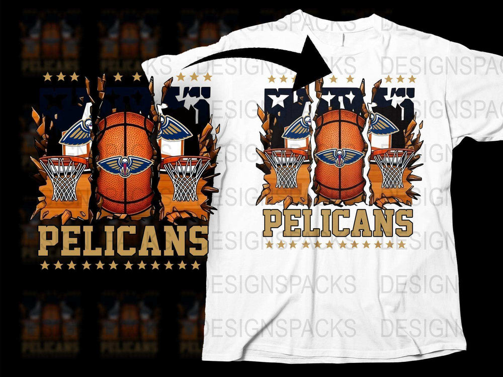 Pelicans Basketball Graphic T-Shirt, Vintage Sports Fan Apparel, Unique Team Support Tee, Casual Athletic Wear