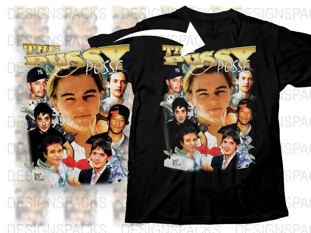 Vintage-Inspired The Pussy Posse Graphic Tee, 90s Style Celebrity Faces T-Shirt, Unisex Fashion Top