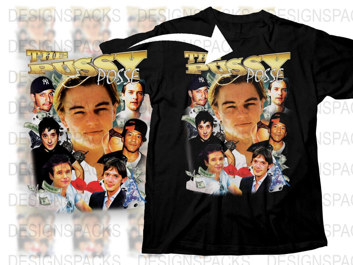 Vintage-Inspired The Pussy Posse Graphic Tee, 90s Style Celebrity Faces T-Shirt, Unisex Fashion Top