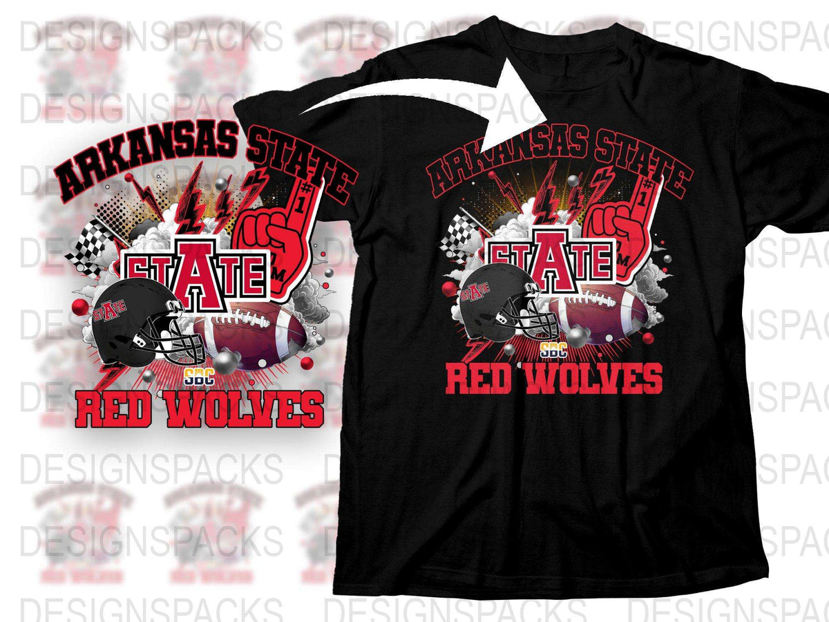 Arkansas State Red Wolves T-Shirt, College Football Graphic Tee, Sports Fan Apparel, Black Cotton Shirt