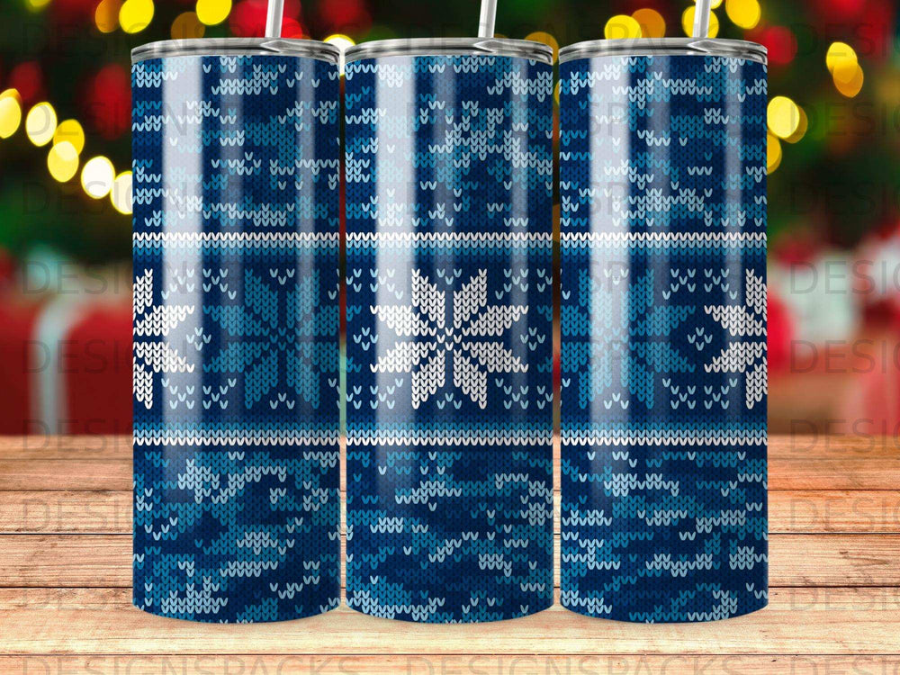 Nordic Knit Snowflake Blue White Festive Tumbler product type