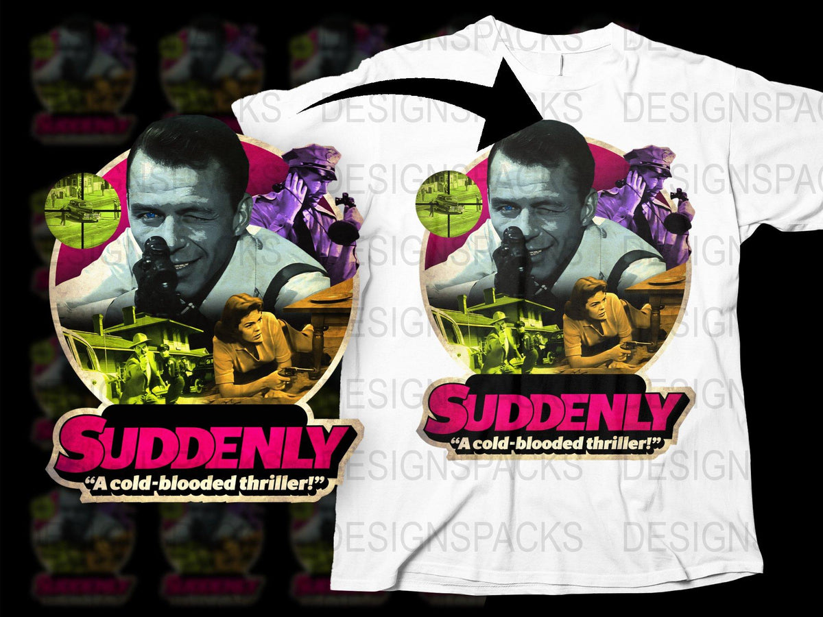 Vintage Horror Movie T-Shirt, 'Suddenly - A Cold-Blooded Thriller' Graphic Tee, Retro Film Merchandise, Unique Gift Idea