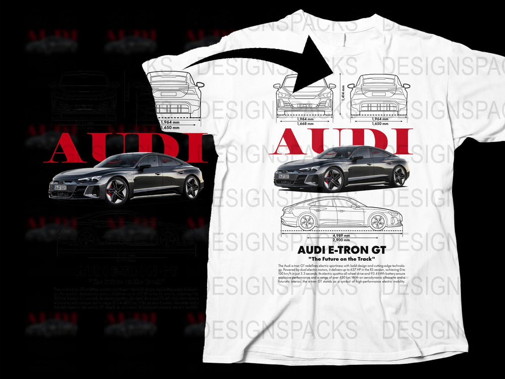 Audi e-tron GT Car White T-shirt, Automotive Enthusiast Gift, Graphic Tee, Unisex Fashion Clothing