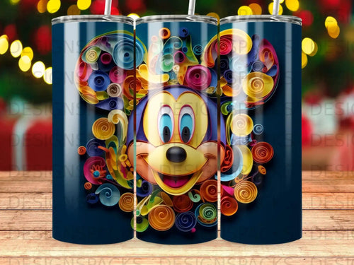 Mickey Mouse head constructed from colorful rolled paper crafts.