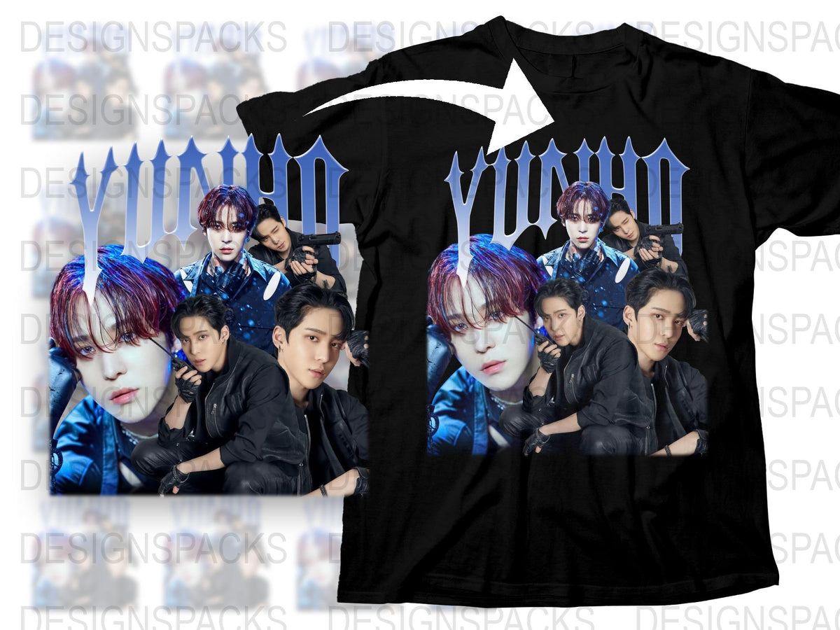 K-Pop Band Graphic T-Shirt, Black Cotton Tee with Pop Group Design, Stylish Fan Apparel, Unisex Fit