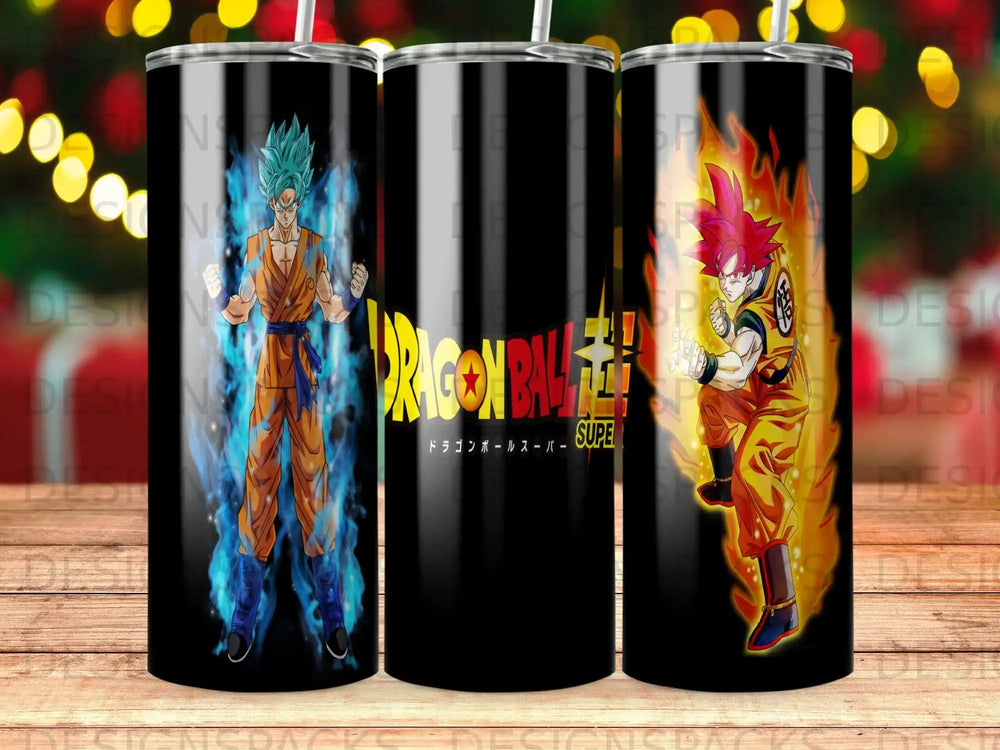 Goku in Super Saiyan form from Dragon Ball Z on a tumbler.