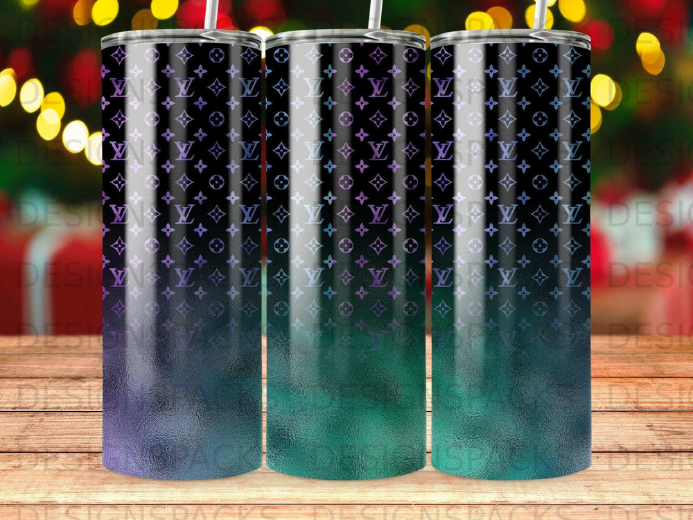 Luxury Monogram Ombre Gradient Black Purple Teal Tumbler product type