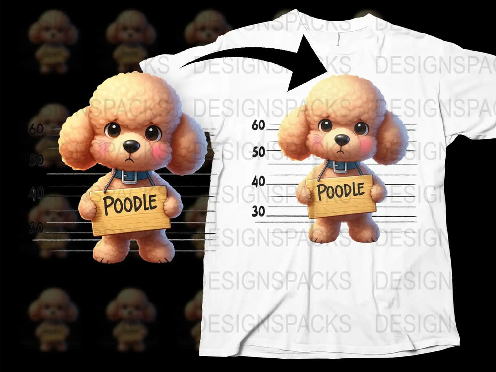 Cute Poodle Dog T-Shirt, Cartoon Puppy Graphic Tee, Soft Cotton Casual Shirt for Pet Lovers, Unisex Fit