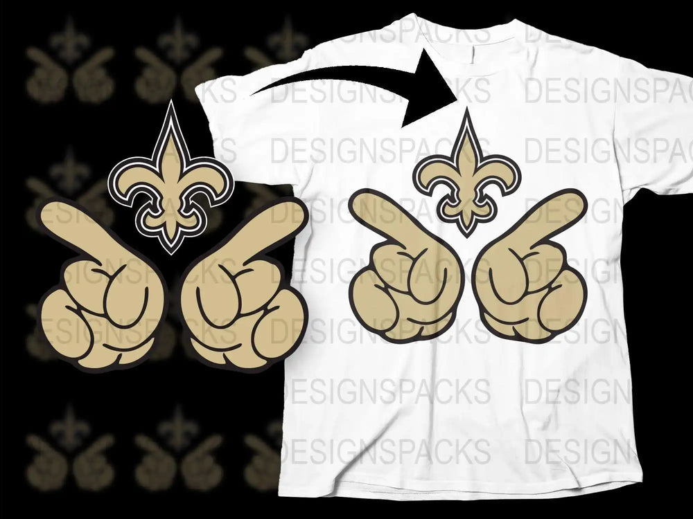 New Orleans Fleur-de-Lis Graphic T-Shirt, Black and White, Football Fan Tee, Unisex Adult Clothing