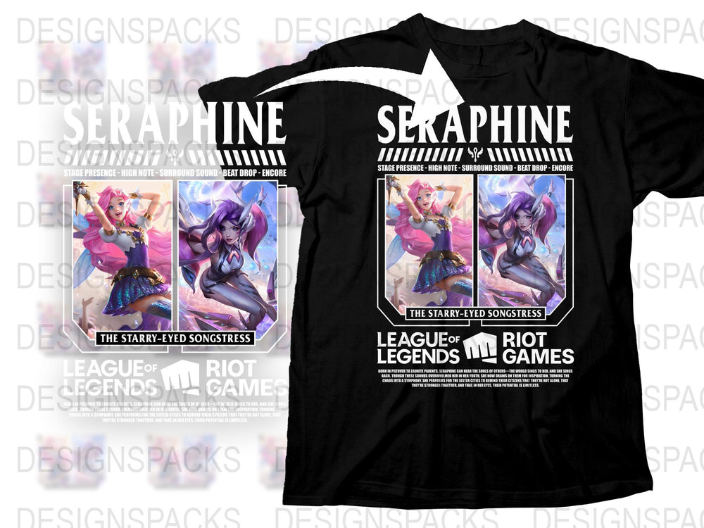 League of Legends Seraphine T-Shirt, Starry-Eyed Songstress Graphic Tee, Gamer Apparel, Riot Games Merchandise