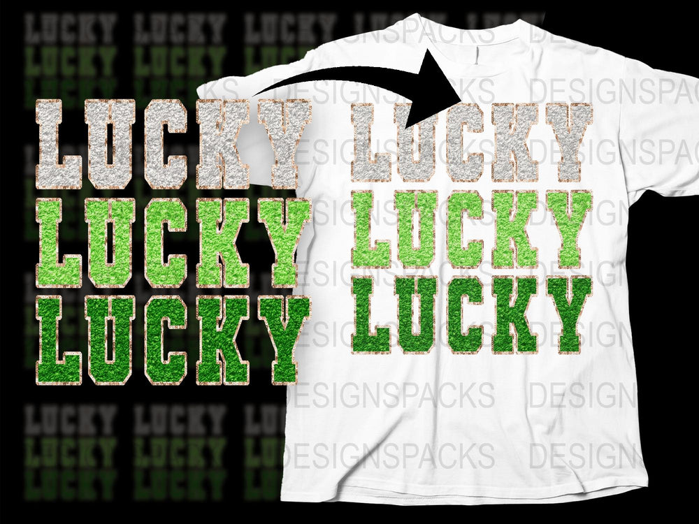 Lucky Green Glitter Text T-Shirt, St. Patrick's Day Celebration Tee, Festive Spring Apparel