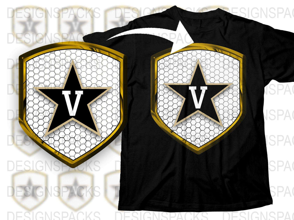 Black Graphic T-Shirt with Gold Star Shield Design, Men's Fashion Tee, Casual Sports Style Top