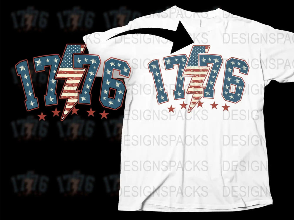 Patriotic 1776 T-Shirt, American Flag Design, Independence Day Tee, Unisex Adult Sizes