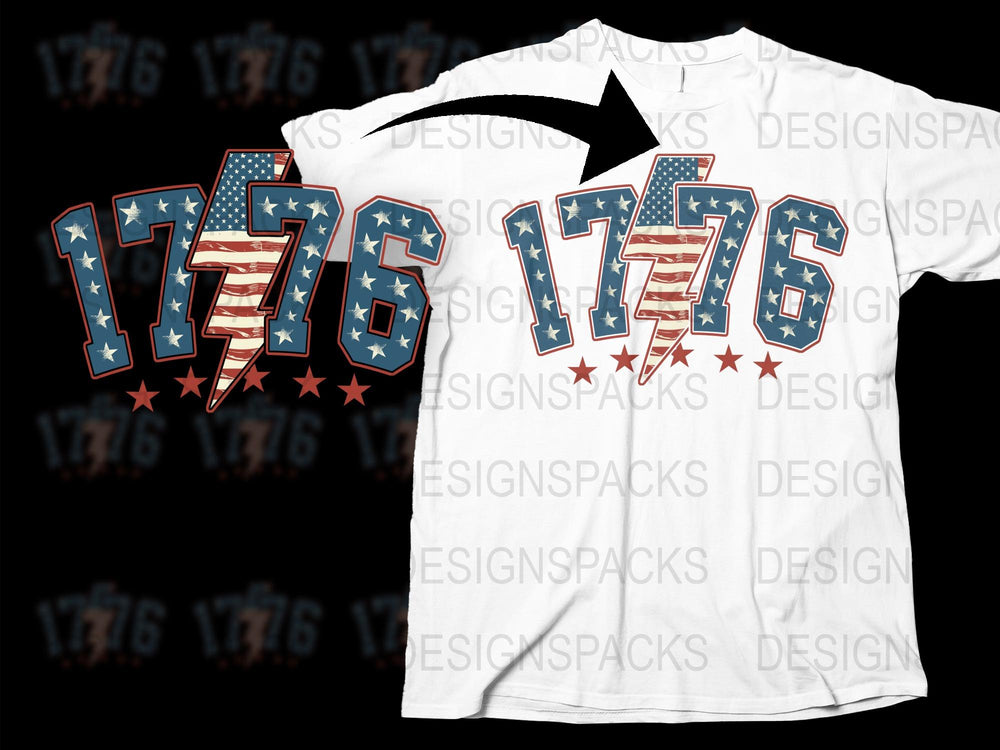 Patriotic 1776 T-Shirt, American Flag Design, Independence Day Tee, Unisex Adult Sizes