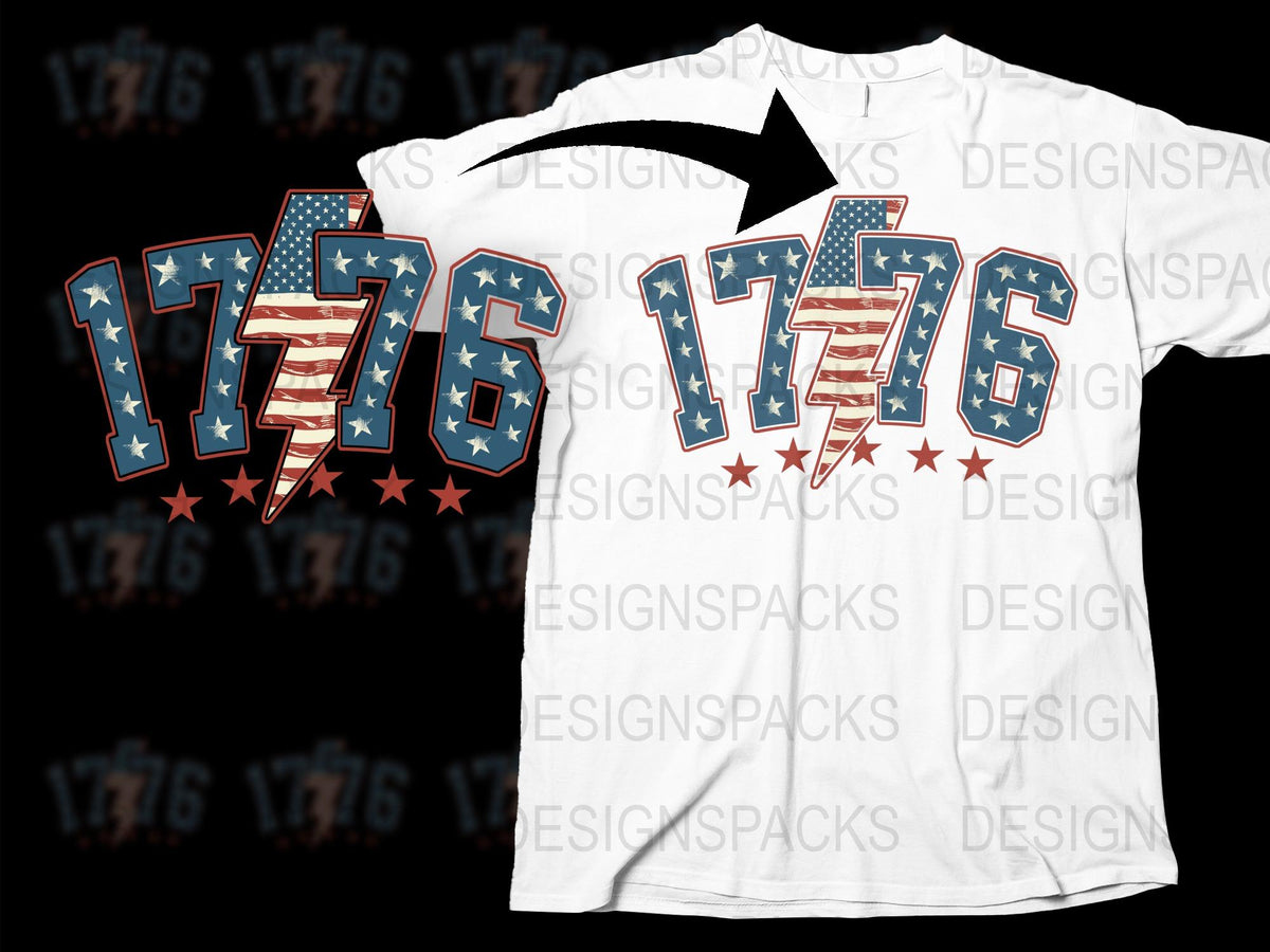 Patriotic 1776 T-Shirt, American Flag Design, Independence Day Tee, Unisex Adult Sizes