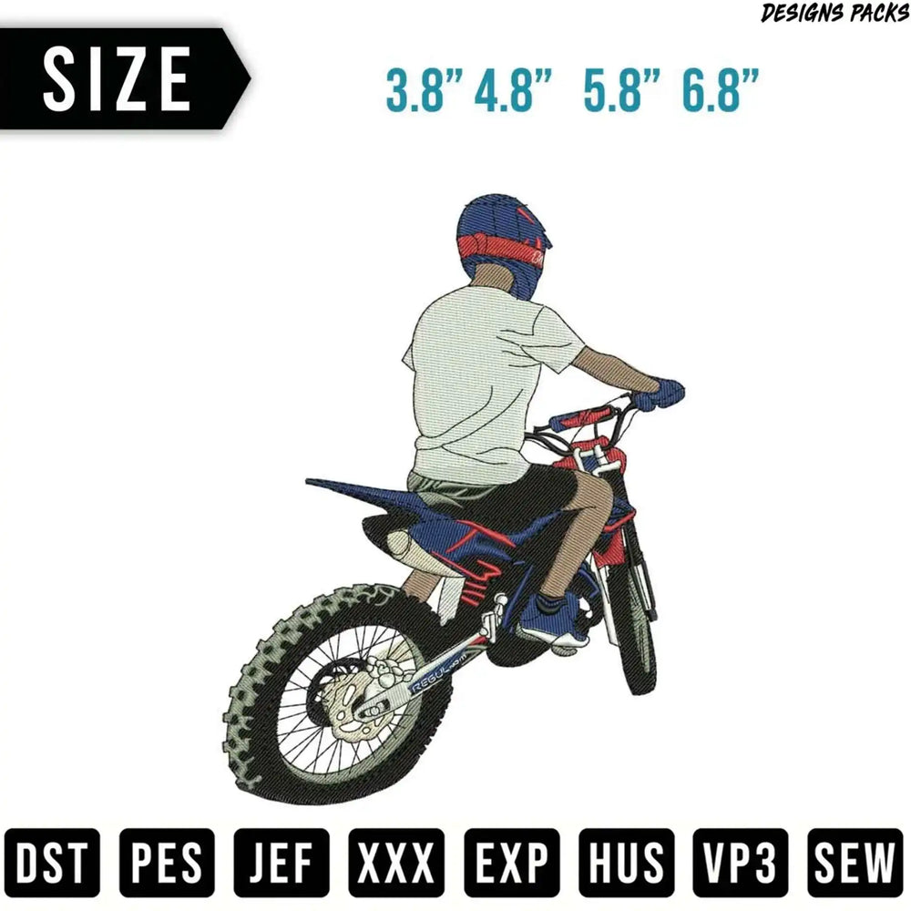 Dirt bike rider in helmet, with size and file format options.