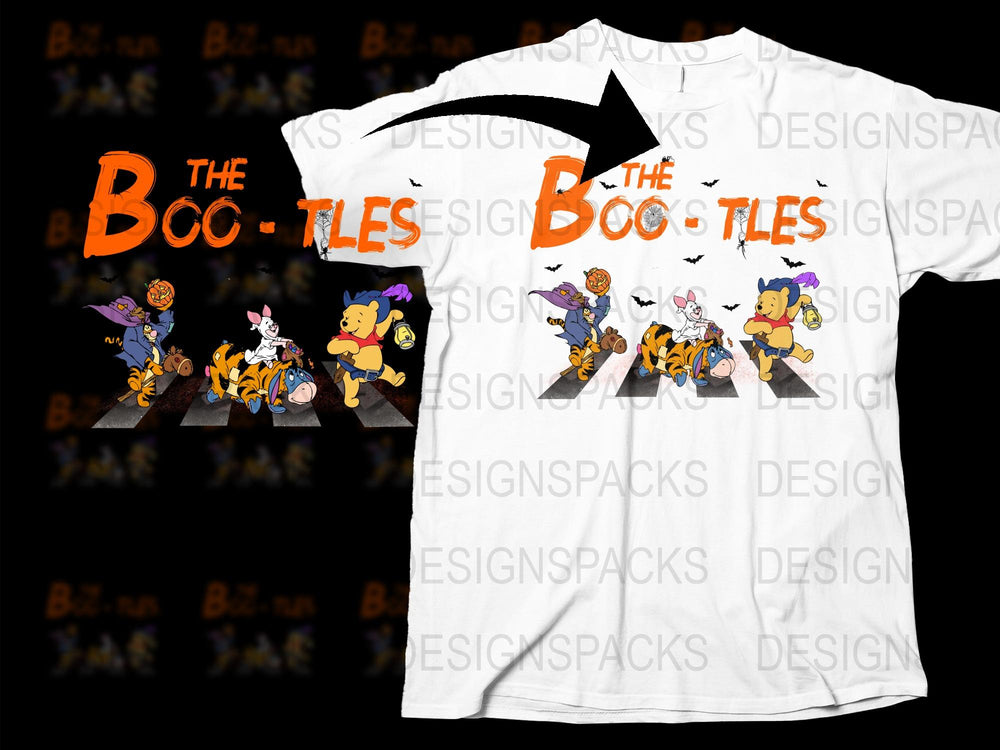 Halloween T-Shirt with Cartoon Witches, Cats, and Pumpkins, Spooky Fun Tee, Graphic Holiday Shirt for All Ages