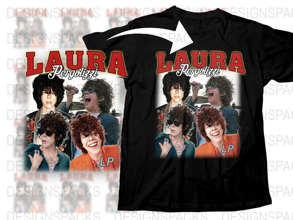 Laura Pergolizzi LP Inspired Graphic Tee, Women's Black T-Shirt with Celebrity Print