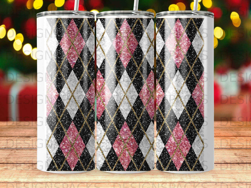 Pink Glitter Argyle Black White Gold Lines product type