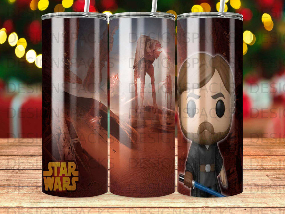 Star Wars The Mandalorian Boba Fett character art on a tumbler.