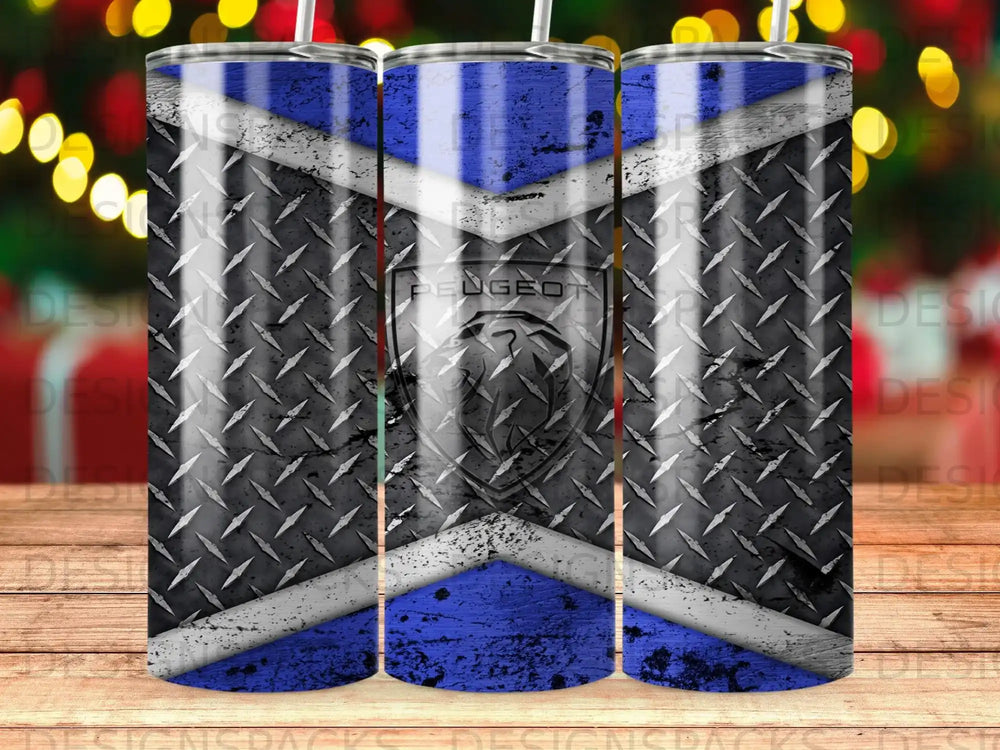 Peugeot Blue White Diamond Plate Pattern Tumbler product type