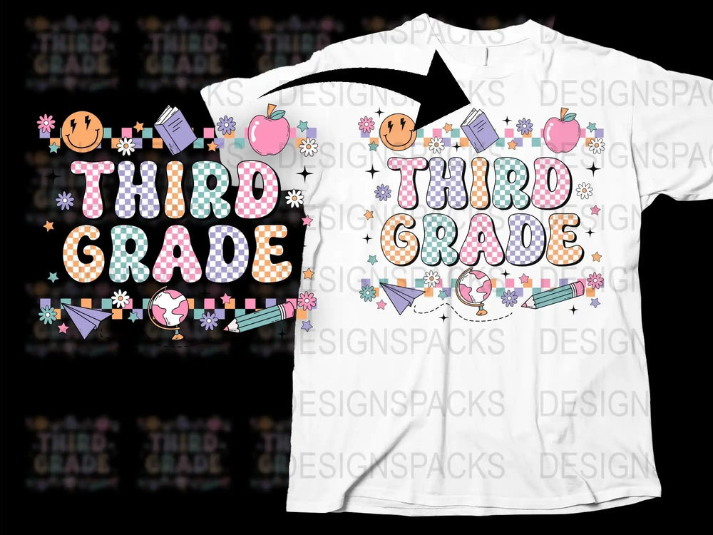 Third Grade Teacher T-Shirt, Colorful School Design, Unisex Teacher Appreciation Gift
