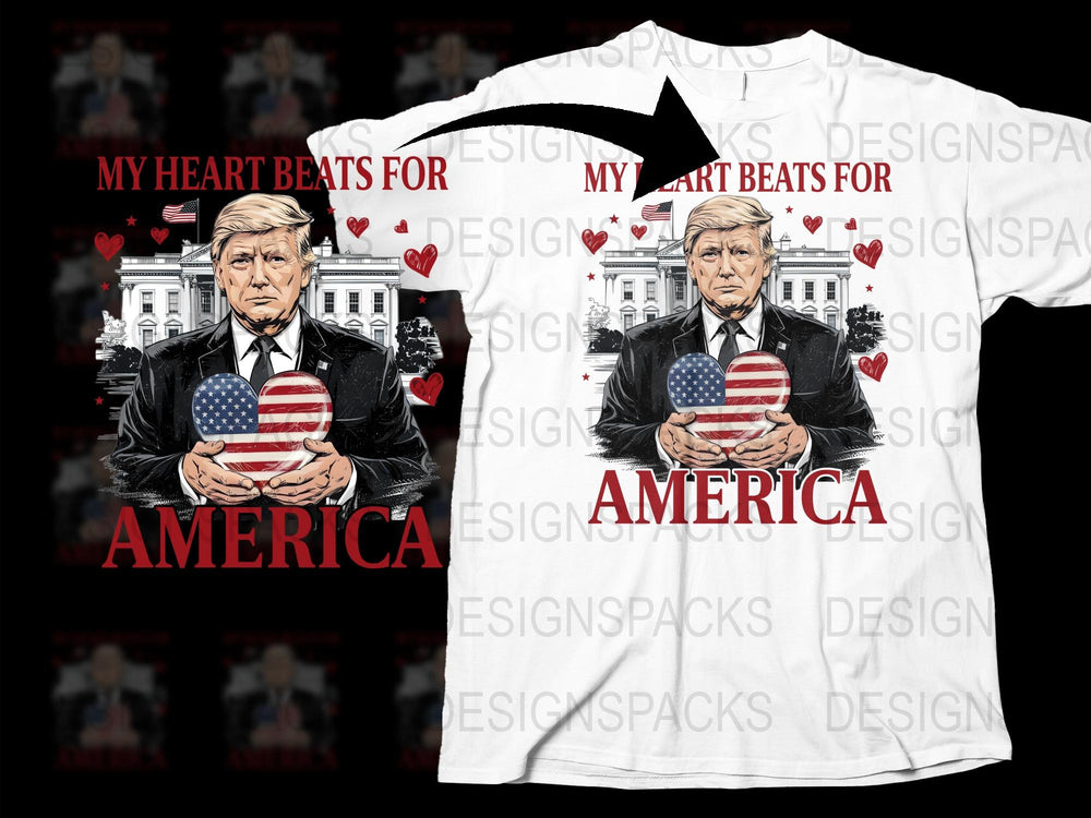 Patriotic Graphic T-Shirt, My Heart Beats for America, USA Flag, Political Statement Tee, Unisex Fashion