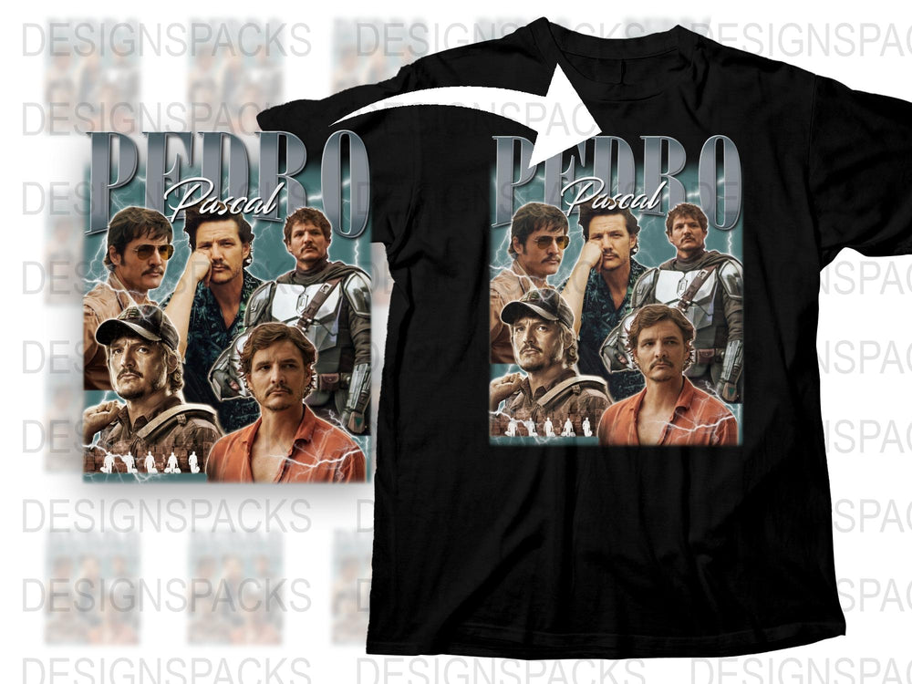 Vintage Pedro Pascal Montage T-Shirt, Retro Actor Print Tee, Gift for Fans, Unisex Graphic Shirt