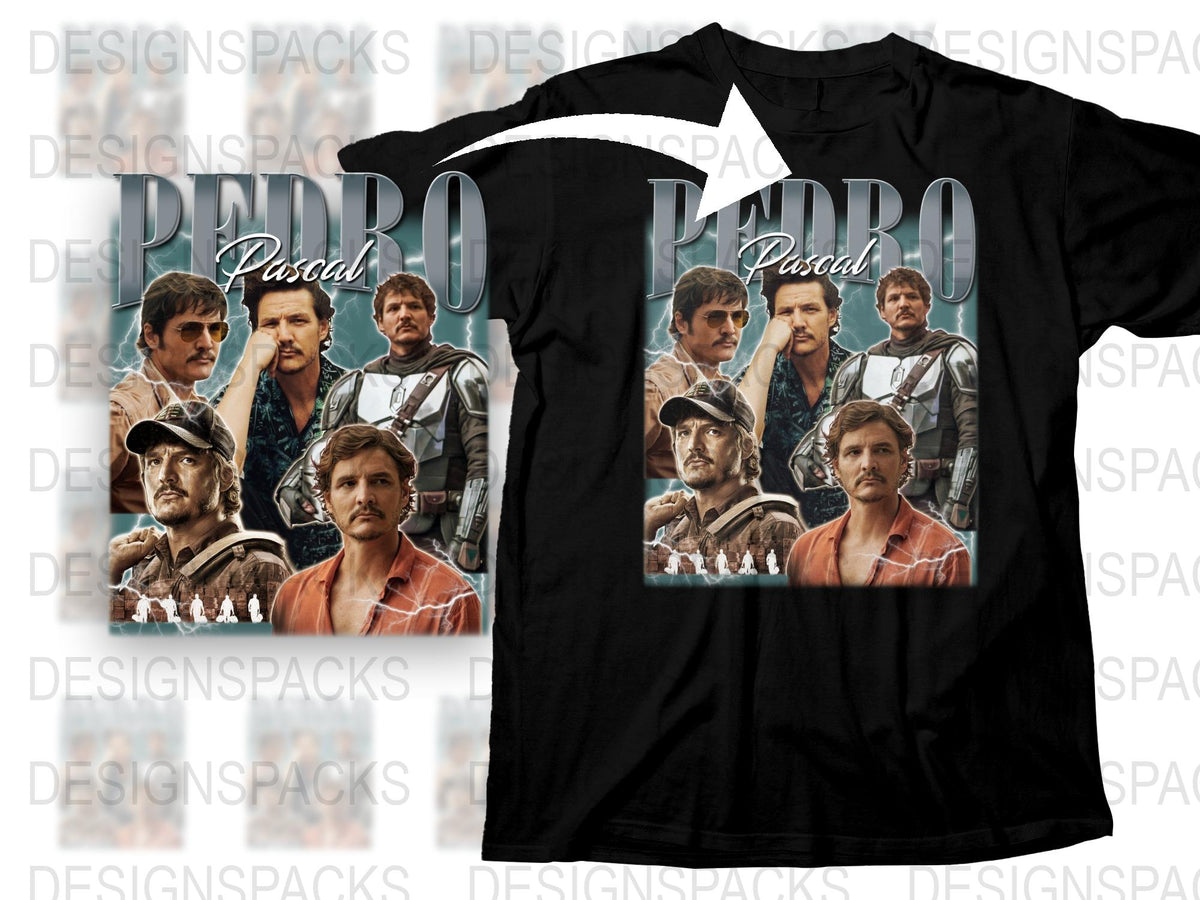 Vintage Pedro Pascal Montage T-Shirt, Retro Actor Print Tee, Gift for Fans, Unisex Graphic Shirt
