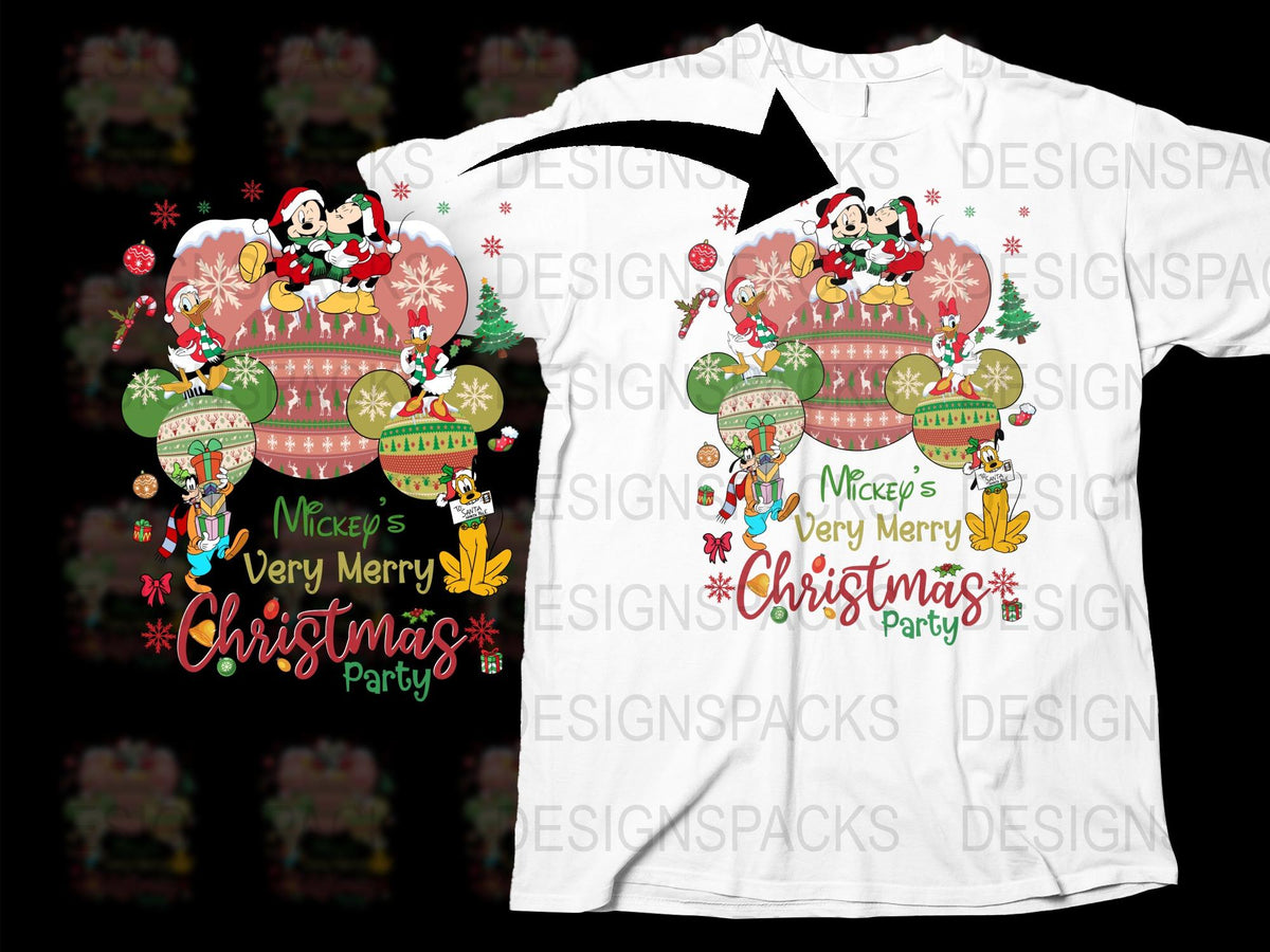 Mickey's Very Merry Christmas Party T-Shirt, Disney Holiday Graphic Tee, Festive Family Apparel