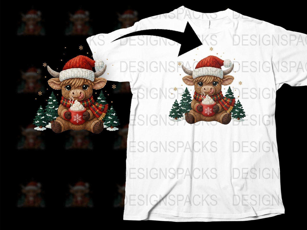 Cute Christmas Cow T-Shirt, Kids Holiday Tee, Festive Farm Animal Shirt with Santa Hat, Winter Clothing Gift