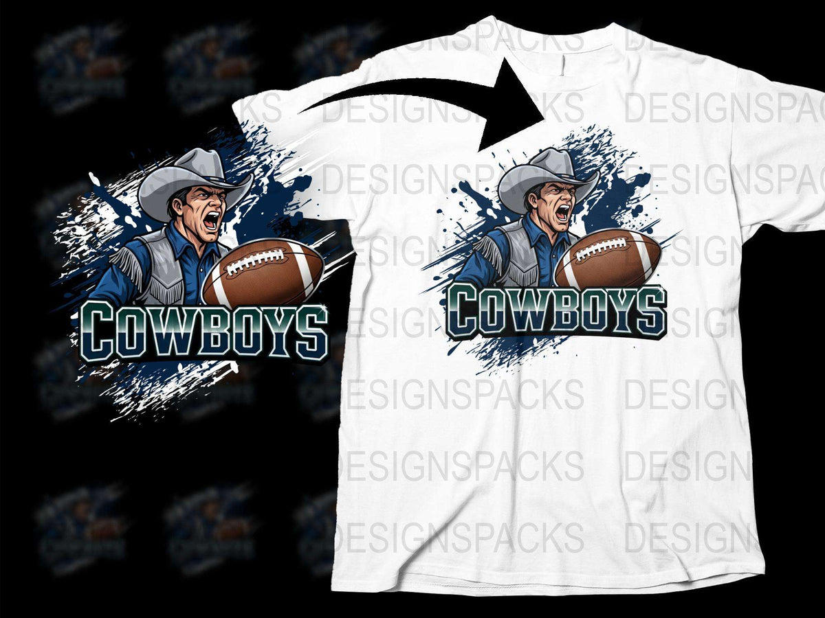 Cowboys Football T-Shirt, Vintage Quarterback Design, Graphic Sports Tee, Casual Fan Apparel
