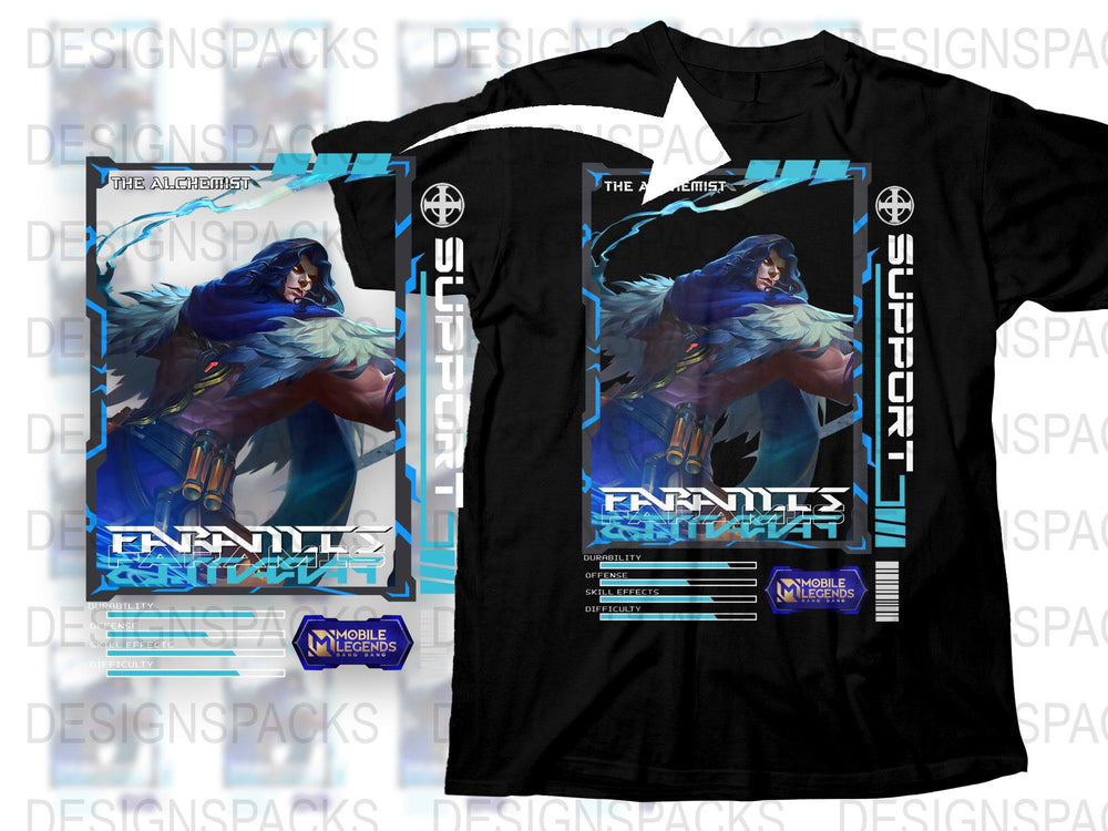 Fantasy Warrior Graphic T-Shirt, Anime Style, Bold Blue Art, Gaming Apparel, Unisex Cotton Tee