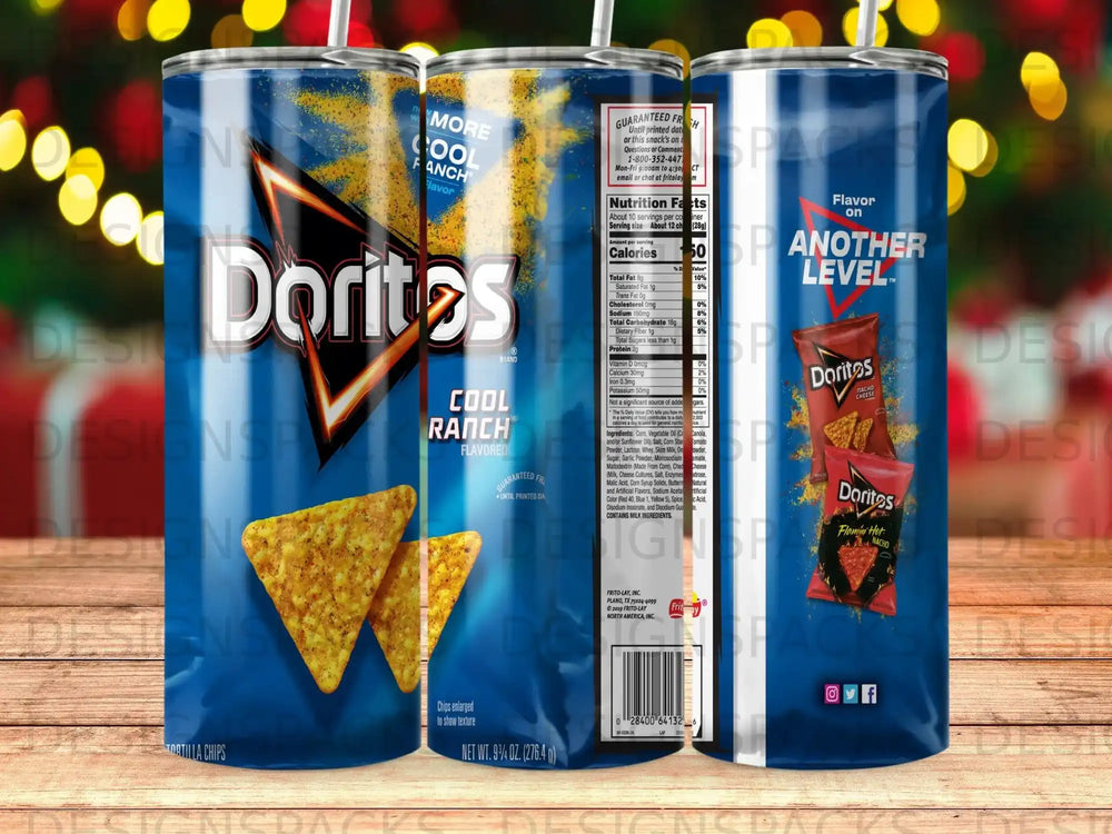 Doritos Cool Ranch tortilla chips bag with a second bag of Doritos Flamin' Hot Nacho.